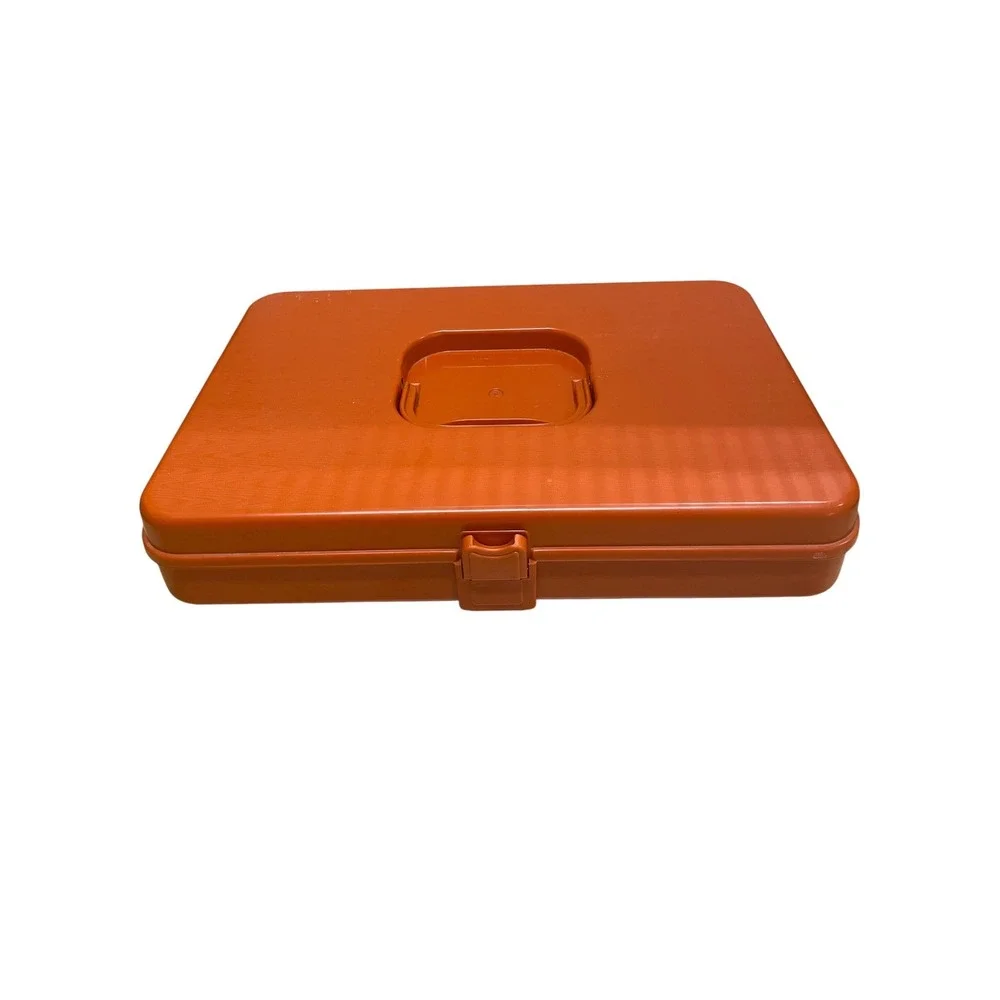 Wil-Hold Sewing Caddy Bobbin Spool Organizer Vintage Orange Plastic USA Made